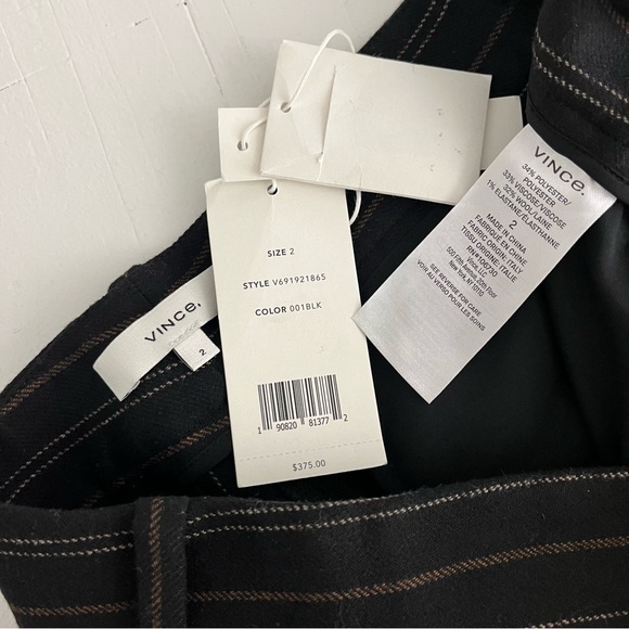 Vince Black Flannel Wool Blend Striped Wide Leg Trouser Pant Size 2 NWT Multi - Picture 4 of 6